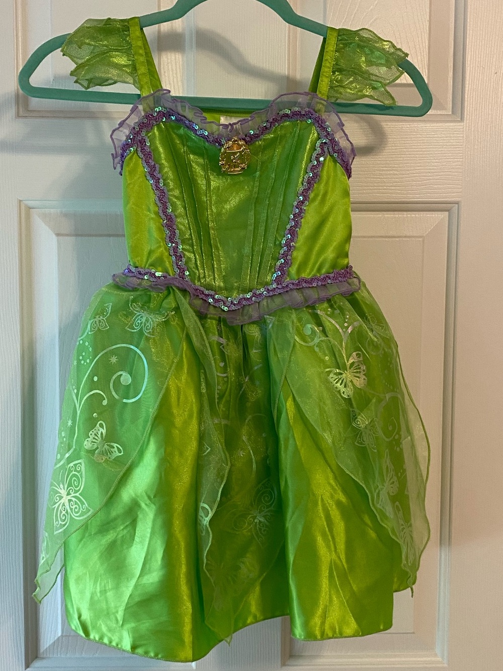 Disney Store Tinker Bell Costume Dress + Fairy Wings Girls Size 5/6